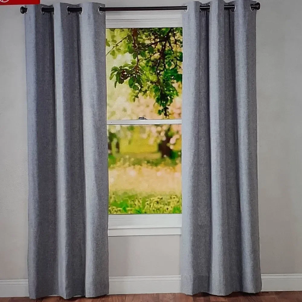 New P&H Homespun Double Wide Grommet Top Patio Panel With‎ Wand Grey 80×84 New
